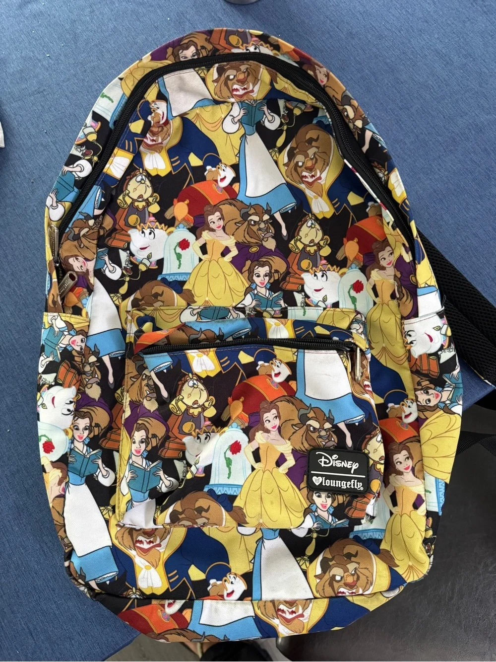 Loungefly Disney Beauty and the Beast Patterned Backpack - Yellow/Blue/Brown